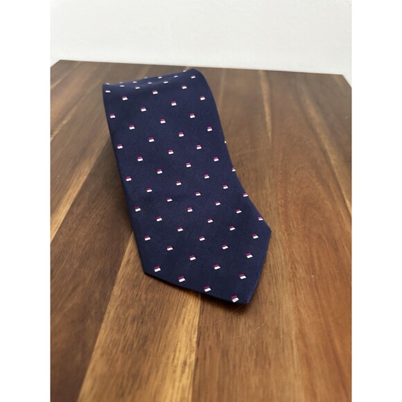 Brooks Brothers Men's Navy Blue 346 Geometric Pattern Pure Silk Tie Z2 - Picture 1 of 5